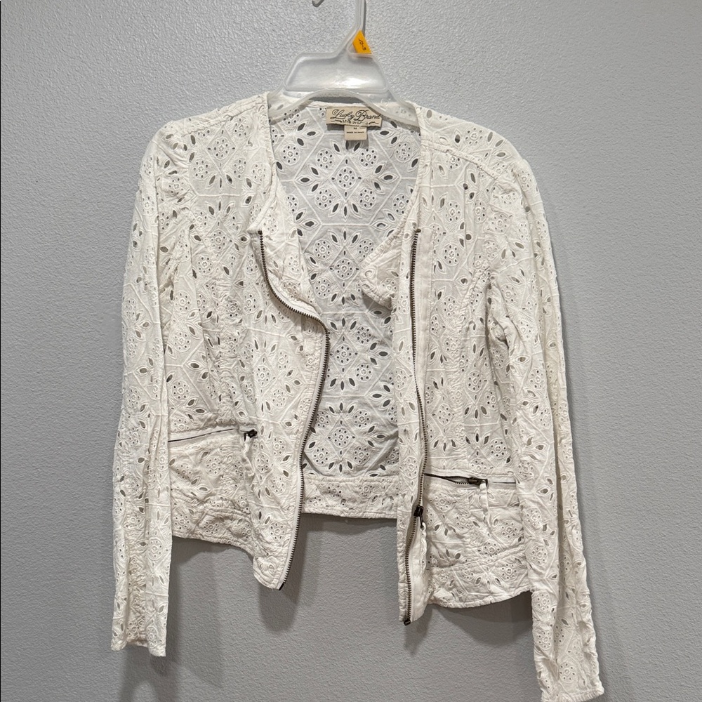 Lucky Brand White Eyelet Jacket